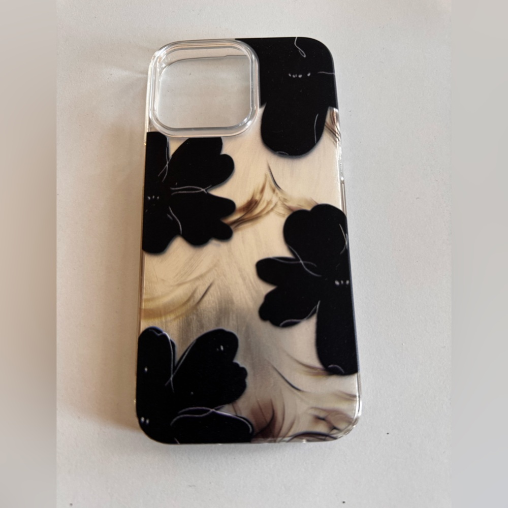 Black and Cream floral Phone Case